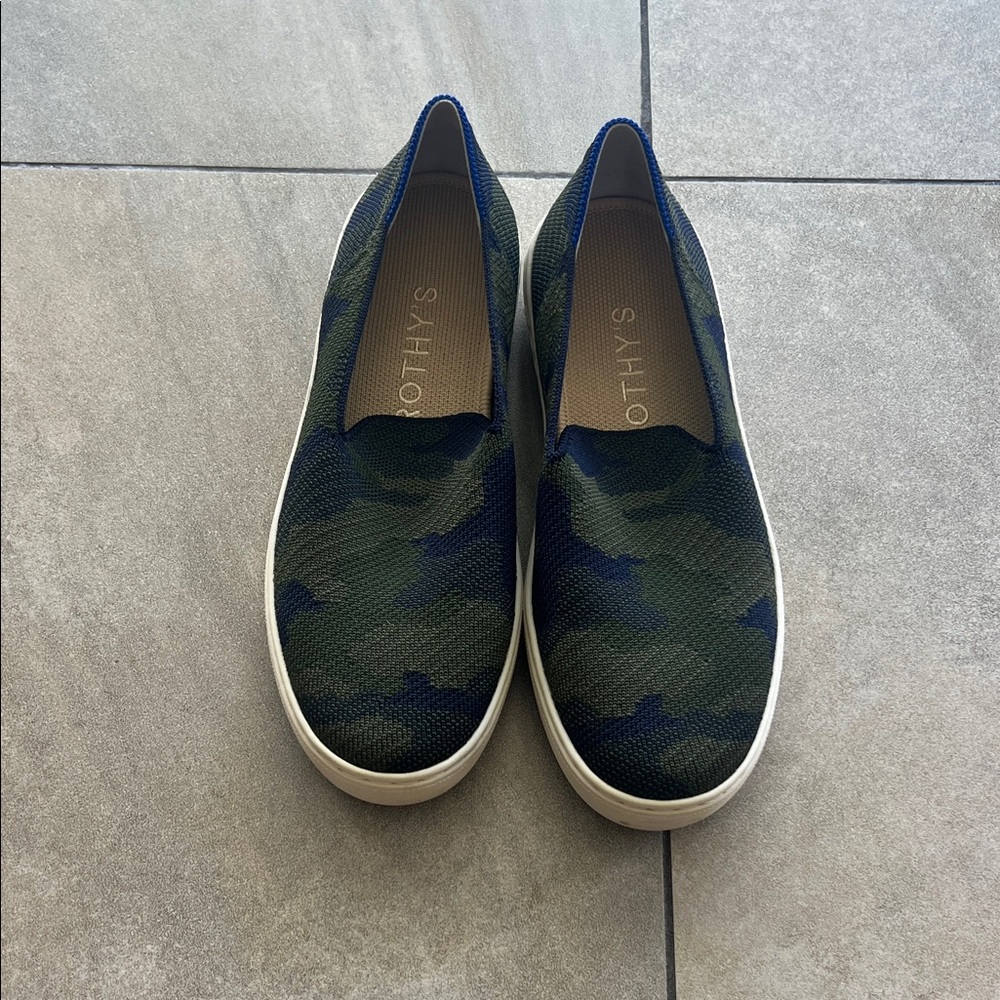 Rothy's Green Camouflage Slip-On Sneakers
